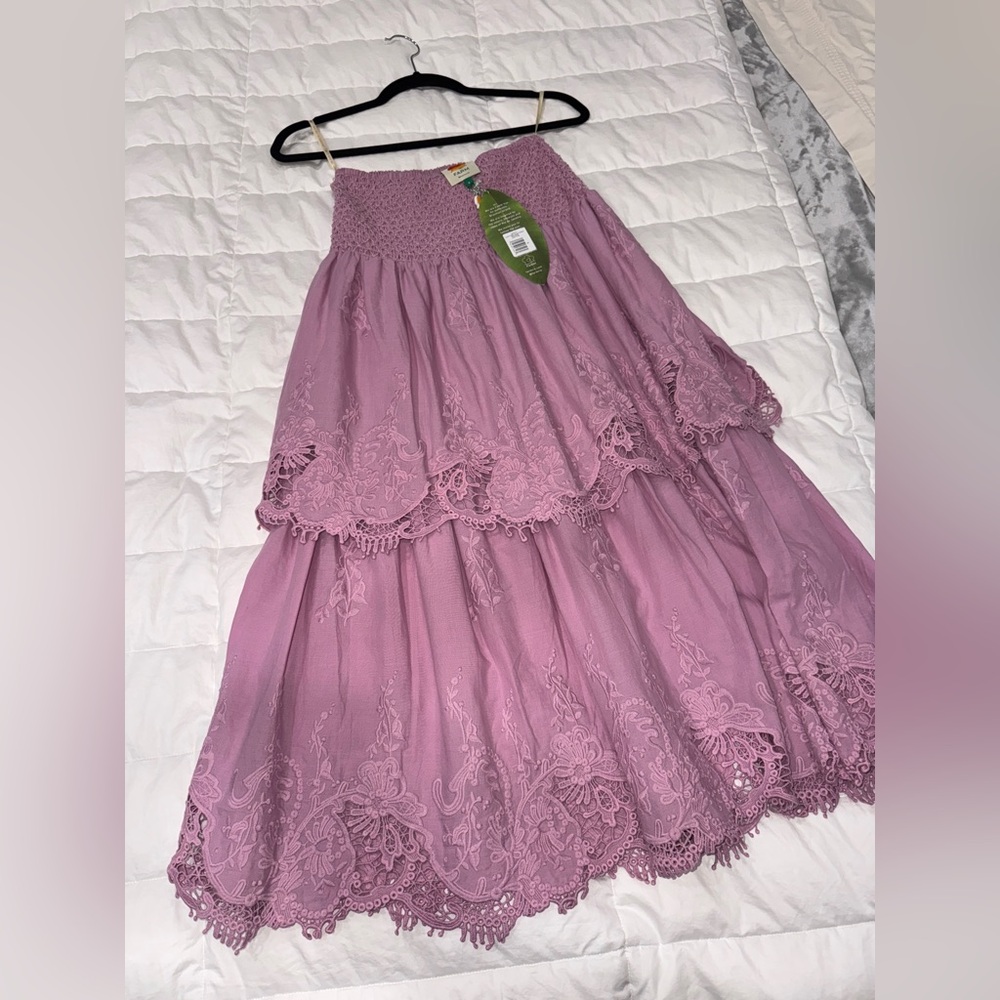Farm Rio : Lavender Lace Tiered Skirt - Picture 8 of 8